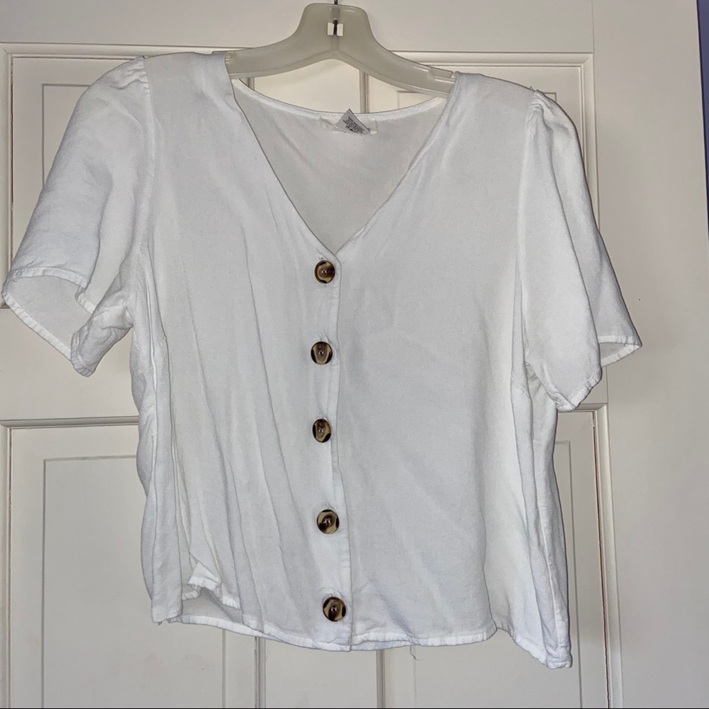 White short sleeve button up